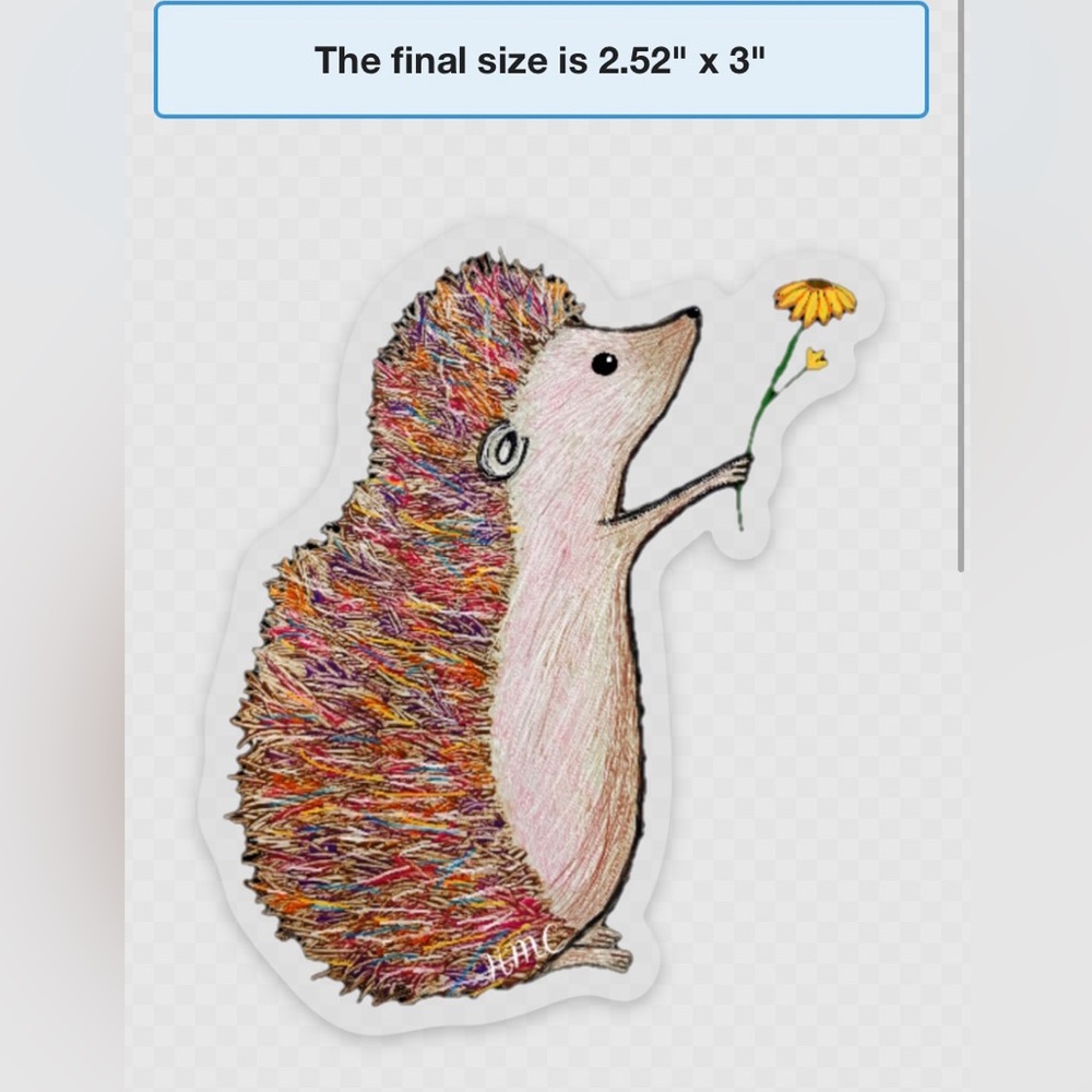 Hedgehog with flower waterproof sticker